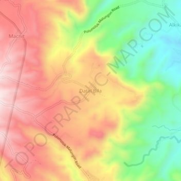 Mappa topografica Datal Bila, altitudine, rilievo