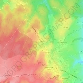 Mappa topografica Le Perron, altitudine, rilievo