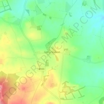 Mappa topografica Udny Station, altitudine, rilievo