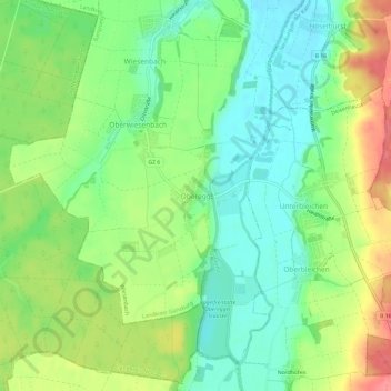 Mappa topografica Oberegg, altitudine, rilievo