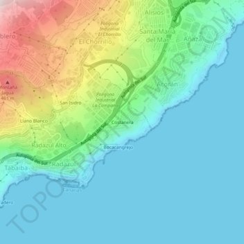 Mappa topografica Costanera, altitudine, rilievo