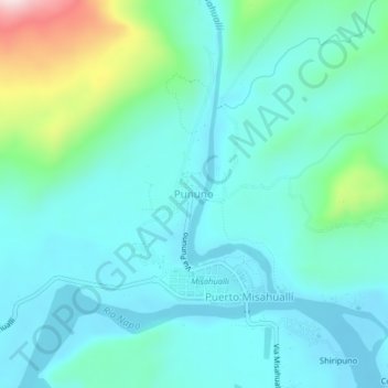 Mappa topografica Pununo, altitudine, rilievo