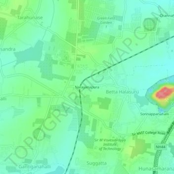 Mappa topografica Narayanapura, altitudine, rilievo