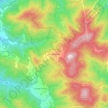 Mappa topografica Valle Benedetta, altitudine, rilievo
