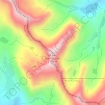 Mappa topografica Mount Huntington, altitudine, rilievo