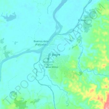 Mappa topografica El Bagre, altitudine, rilievo