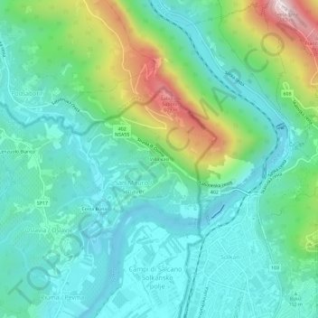 Mappa topografica Villa Vasi, altitudine, rilievo