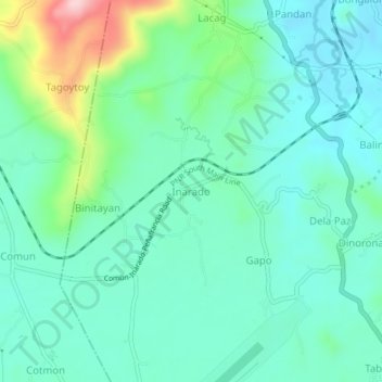 Mappa topografica Inarado, altitudine, rilievo