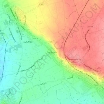 Mappa topografica San Simone, altitudine, rilievo