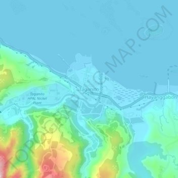 Mappa topografica Taganito, altitudine, rilievo