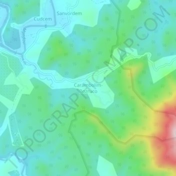 Mappa topografica Carambolim-Bozruco, altitudine, rilievo