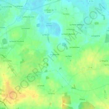 Mappa topografica La Simonais, altitudine, rilievo
