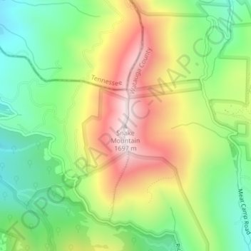 Mappa topografica Snake Mountain, altitudine, rilievo