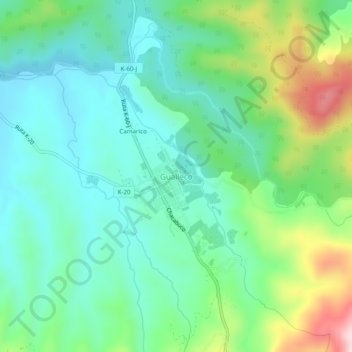 Mappa topografica Gualleco, altitudine, rilievo
