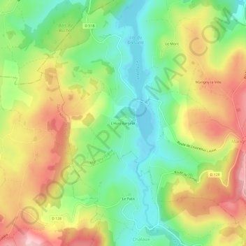 Mappa topografica L'Huis Bargeot, altitudine, rilievo