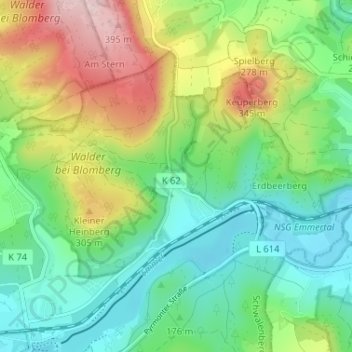 Mappa topografica Glashütte, altitudine, rilievo