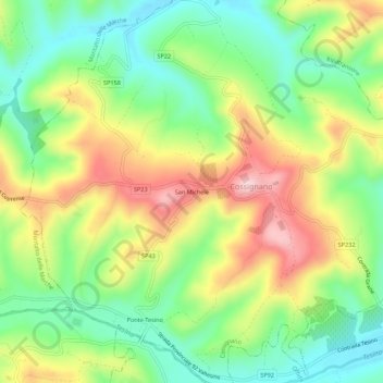 Mappa topografica San Michele, altitudine, rilievo