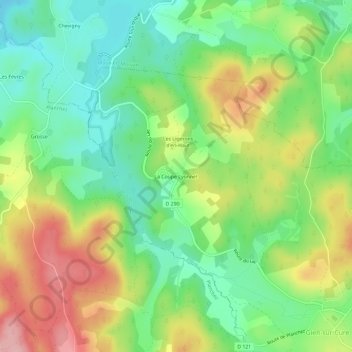 Mappa topografica La Coupe Lyonnet, altitudine, rilievo