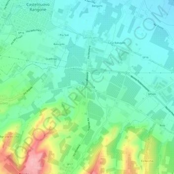 Mappa topografica Cà di Sola, altitudine, rilievo