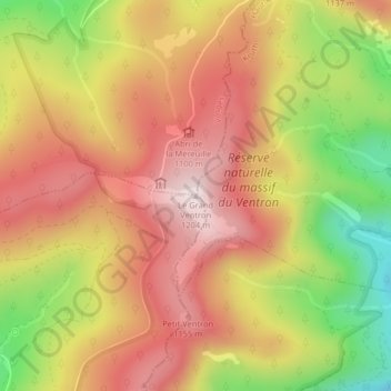 Mappa topografica Le Grand Ventron, altitudine, rilievo
