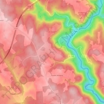 Mappa topografica Esclos, altitudine, rilievo