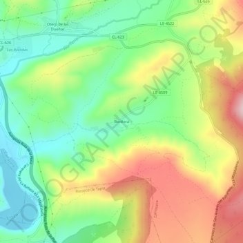 Mappa topografica Benllera, altitudine, rilievo