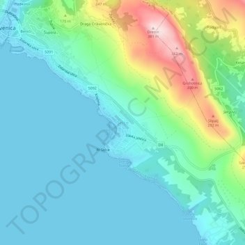 Mappa topografica Selce, altitudine, rilievo