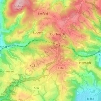 Mappa topografica Eigen, altitudine, rilievo