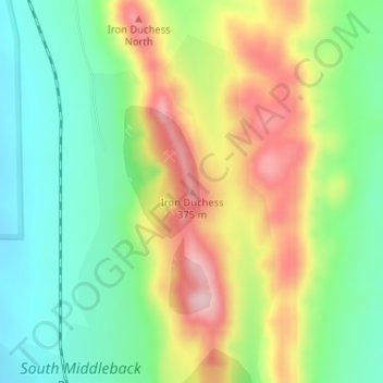 Mappa topografica Iron Duchess, altitudine, rilievo