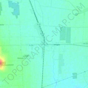 Mappa topografica Santa Fe, altitudine, rilievo