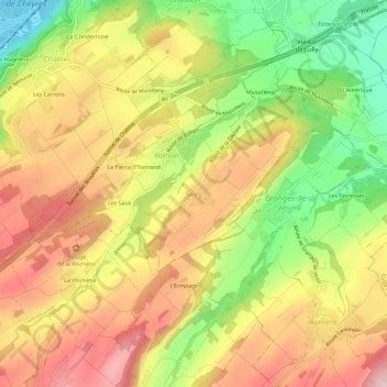Mappa topografica Seiry, altitudine, rilievo