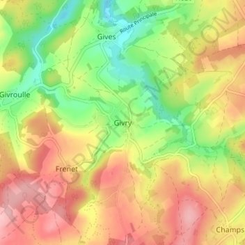 Mappa topografica Givry, altitudine, rilievo