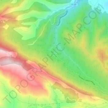 Mappa topografica Turruncún, altitudine, rilievo