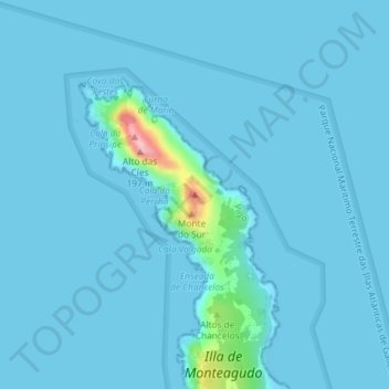 Mappa topografica Monte Agudo, altitudine, rilievo