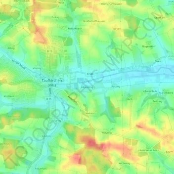 Mappa topografica Hilpolding, altitudine, rilievo