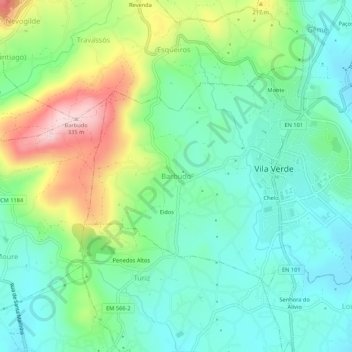 Mappa topografica Barbudo, altitudine, rilievo