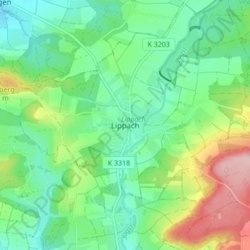 Mappa topografica Lippach, altitudine, rilievo