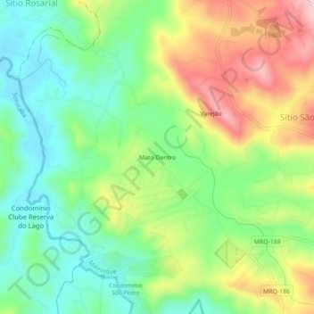 Mappa topografica Mato Dentro, altitudine, rilievo