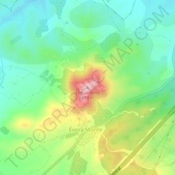 Mappa topografica Évoramonte, altitudine, rilievo