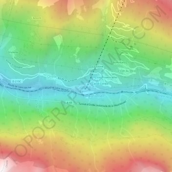 Mappa topografica Francoz, altitudine, rilievo