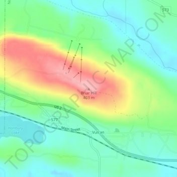Mappa topografica Briar Hill, altitudine, rilievo