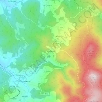 Mappa topografica Les Canots, altitudine, rilievo