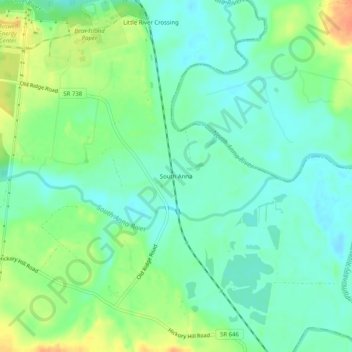 Mappa topografica South Anna, altitudine, rilievo