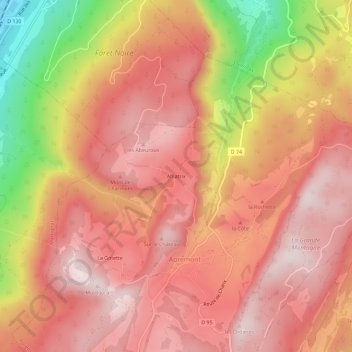 Mappa topografica Ablatrix, altitudine, rilievo