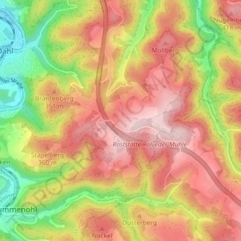 Mappa topografica Bölling, altitudine, rilievo