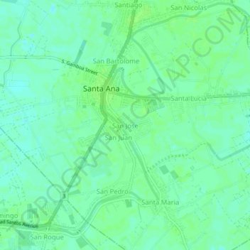 Mappa topografica San Jose, altitudine, rilievo
