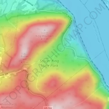Mappa topografica The Clove, altitudine, rilievo