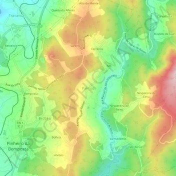 Mappa topografica Palmaz, altitudine, rilievo