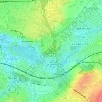 Mappa topografica Kaiserberg, altitudine, rilievo