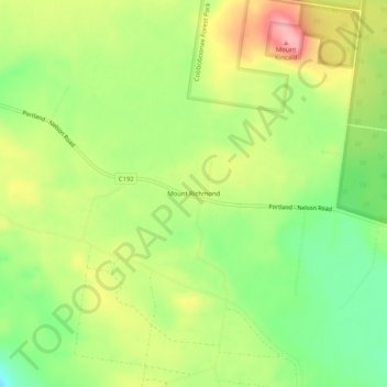 Mappa topografica Mount Richmond, altitudine, rilievo